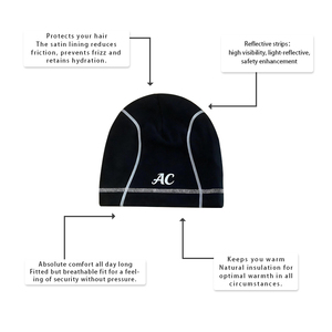 Gorro de Ciclismo y Montañismo con Logotipo Reflectante Personalizado, Forrado de Satén, para Ciclismo, Senderismo, Gorro Tipo Beanie - Product Image 2