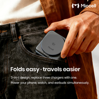 Miccell pengisi daya ponsel pintar & amp; Pemegang, pengisi daya nirkabel dapat dilipat 3-in-1 Qi2.2 25W pengisian cepat