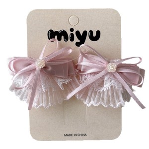 Fermaglio per capelli in pizzo con fiocco fatto a mano in stile coreano per <span class=keywords><strong>bambina</strong></span>, motivo floreale, gonna in garza da principessa, clip laterale BB, dolce coppia - Product Image 5