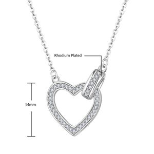 قلادة قلادة من الزركون بالماس على شكل قلب فضي رائجة البيع للنساء - Product Image 4
