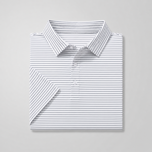 Polo de golf rayé blanc pour homme, manches courtes, séchage rapide, respirant, extensible, vêtements de sport décontractés, polo de golf pour l'extérieur, en stock - Product Image 5