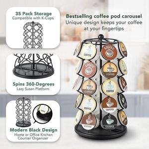 Phong Cách Mới 35 Keurig Xoay Carousel Đứng Lưu Trữ Tổ Chức Hiển Thị Màu Đen K Cốc Chủ Carousel Đa Cà Phê Vỏ Lưu Trữ Giá - Product Image 5