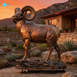 Escultura de Oveja de Montaña de Bronce Fundido a Tamaño Real para Decoración de <span class=keywords><strong>Reserva</strong></span> de Juegos al Aire Libre, Estatua de Cabra de Bronce - Product Image 5