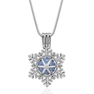 Copo de nieve de cristal cz bola medallón <span class=keywords><strong>perfume</strong></span> de plata de <span class=keywords><strong>la</strong></span> <span class=keywords><strong>perla</strong></span> jaula colgante - Product Image 1