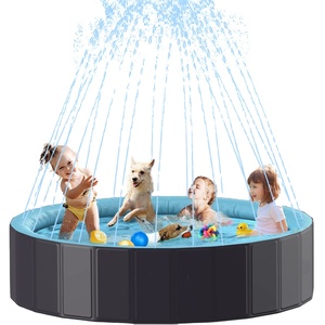 Non-Slip 2 in1 Foldable Pet Bathing Tub Sprinkler Pool Multifunctional Paddling Hard Plastic Splash Bathing Pool For Kids Dogs C