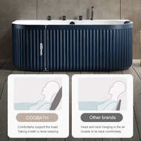 Baignoire SPA d'Intérieur Balnéo à Jet d'Air et Bain Moussant, Moderne Blanche en Pierre Artificielle, Autoportante avec Douche et Robinetterie