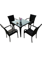 Table et chaises en rotin pour loisirs de plein air, idéales pour cour, villa, café en plein air, imperméables et résistantes au soleil, pour balcon