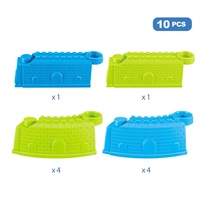 10PCS Beach Sand Toys Set avec Château Moules Pelle Seau pour Enfants En Plein Air Sandbox Play Builds Forme Ronde et Ovale
