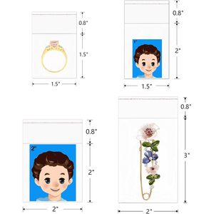 1.5x1.5'' Small Cellophane <b>Bags</b> 200pcs Self Adhesive <b>Plastic</b> <b>Bags</b> Tiny Square OPP Poly <b>Bags</b> 1mil for Jewelry Photo - Product Image 3