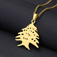 Collier pendentif en acier inoxydable avec carte du Liban, arbre de cèdre, drapeau, pour hommes et femmes, bijoux ethniques, charme de l'emblème national du Liban