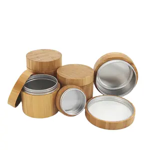 Pot <span class=keywords><strong>couvert</strong></span> de matériaux en <span class=keywords><strong>bambou</strong></span> naturel et en bois pour lotion de soin de la peau 15g 30g 50g 100g 150g 200g Gamme de cosmétiques - Product Image 1