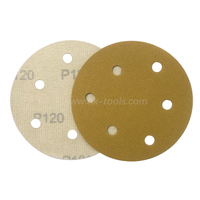 Disque de ponçage en velcro céramique jaune de 150 mm (6 pouces) à 6 trous, avec support en papier abrasif, vente en gros, grain 60 # -800 #