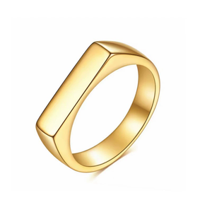 Bague plate large en acier inoxydable doré, élégante et tendance, adaptée aux hommes et aux femmes, pour un usage quotidien, bagues de mariage pour couple N2603331 - Product Image 4
