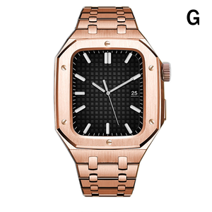 Étui de protection en métal pour <span class=keywords><strong>Apple</strong></span> <span class=keywords><strong>Watch</strong></span> Series 5, 6, <span class=keywords><strong>7</strong></span>, 8 – Coque intégrée en acier inoxydable avec bracelet - Product Image 4