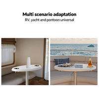 HOMFUL Ensemble de table de bateau ponton sans oscillation Table de bateau marine blanche avec deux porte-gobelets