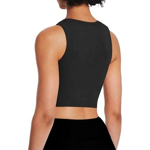 Vente en gros Nouveau style Personnalisé Fitness Gym Entraînement Sportswear Sportif Coton Col rond Débardeur de yoga court pour femmes - Product Image 2