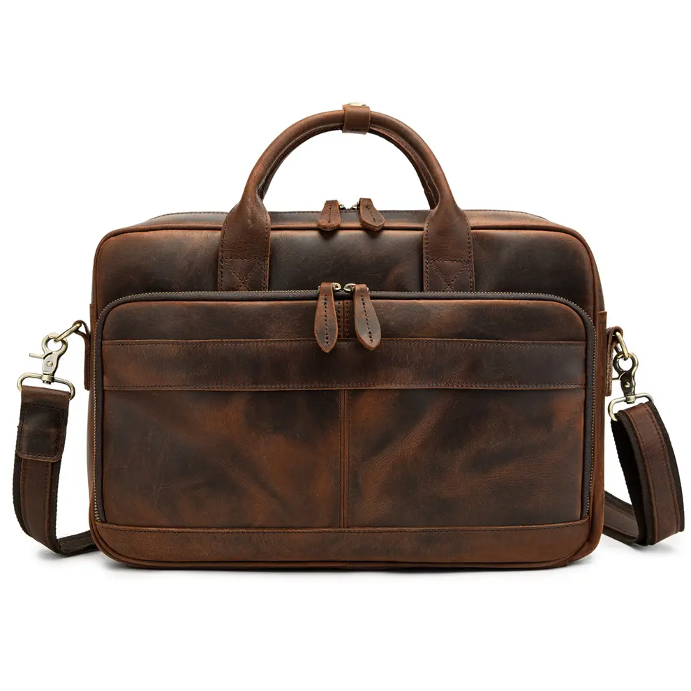 Cowhide genuine leather custom sling leather bags laptop for men's big messenger shoulder bags men office bag