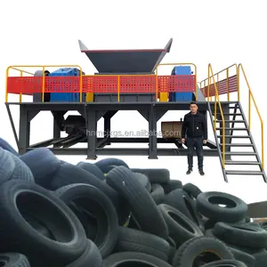 Afval Plastic Pallet Rubber Tire Recycling Dubbele As Shredder Machine Voor Rubber En Plastic Shredder