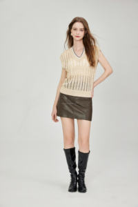 T-shirt da donna con scollo a V <span class=keywords><strong>in</strong></span> <span class=keywords><strong>Tulle</strong></span> e paillettes di qualità personalizzata maglione a righe con bordo a coste - Product Image 6