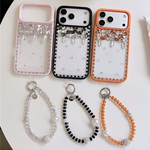 Coque de téléphone transparente élégante pour filles avec chaîne de perles et dos en cristal clair pour iPhone 13 14 15 16 17 Pro Max - Product Image 6