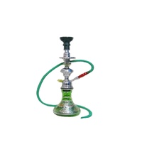 Shisha Hookah en verre coloré, avec pièces métalliques et en céramique, avec verre de couleur verte, objet artisanal indien