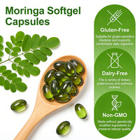 Gélules d'huile de Moringa 6000mg Vente en gros Logo OEM GMP Superaliment vert Moringa Complément alimentaire pour adultes Digestion Peau Immunité