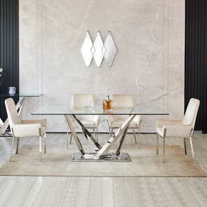Ensemble <span class=keywords><strong>de</strong></span> table et <span class=keywords><strong>4</strong></span> chaises <span class=keywords><strong>de</strong></span> <span class=keywords><strong>salle</strong></span> à <span class=keywords><strong>manger</strong></span> en verre pour hôtel, restaurant, prix abordable - Product Image 3