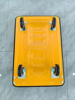 Carretilla Plegable Industrial con Plataforma Plana, Marco Negro y Amarillo, Ruedas de PU Silenciosas, Carro de Transporte Logístico Manual