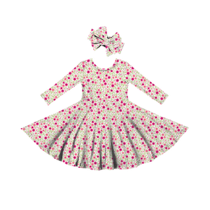 Filles printemps manches longues à volants A-ligne décontracté haute qualité tenues robe nouveau Design fleur impression <span class=keywords><strong>grande</strong></span> jupe vêtements 0-6 ans - Product Image 6
