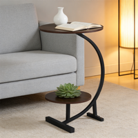 Moderner 2-stufiger C-förmiger Beistelltisch / Sofa-Beistelltisch Nordisch Modern für Wohnzimmer Schlafzimmer Bett Sofa