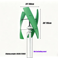 Generador Eólico Vertical de 800W, Baja Velocidad de Arranque, Silencioso, con Controlador de Carga MPPT, Ecológico