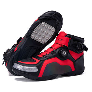 Bottes de moto pour homme en cuir microfibre et PU, embout en acier, imperméables, respirantes, à lacets, style motard - Product Image 2