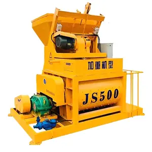 JS500 Liter Small Capacity Concrete Mixer With Lift Electrical Double Horizontal Shaft Forced Concrete Mixer