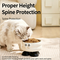 Gamelle surélevée en céramique pour animaux de compagnie, protection du cou, antidérapante, pour chat et chien, design mignon, en acier inoxydable, anti-renversement
