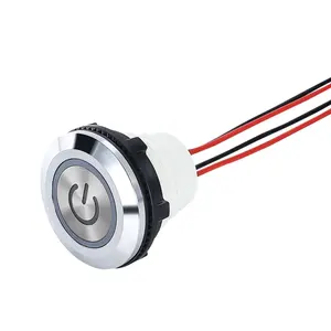 Interruptor de botón pulsador de Metal de enganche momentáneo de luz LED impermeable de 22/30mm de alta calidad para equipos mecánicos