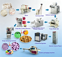 Ligne de production de machines à fabriquer du savon solide avec moteur/pompe PLC, imprimante de tampons à savon pour lessive complète, et machine à mélanger les nouilles de savon