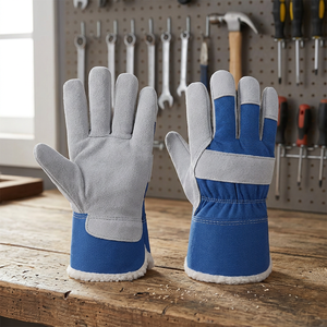 Emboson High Quality Custom Logo for Wholesale Cow Split <b>Warm</b> Leather Winter <b>Work</b> <b>Gloves</b> 2cm Thick Abrasion Resistant Grain - Product Image 1