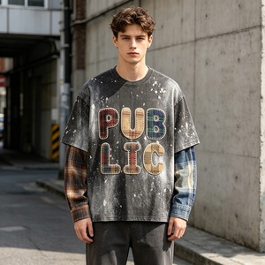 Camiseta Holgada con Diseño de Mono con Salpicaduras de Pintura Personalizadas, Bordado de Apliques, Estilo Urbano de Doble Capa, Pedido de Prueba Flexible para Compras al por Mayor - Product Image 3