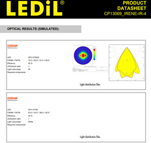 LEDils CP13069_IRENE-IR-4 IR Lens 21.6mm 65x65° Rectangular Beam 92% Efficiency for 3535 IR LED CCTV Security Camera - Product Image 4