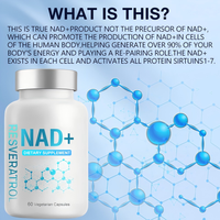 Complément alimentaire en capsules de NAD+, resvératrol, quercétine et berbérine, complément alimentaire en capsules de NAD
