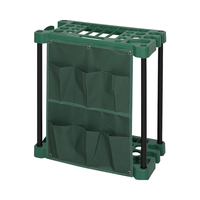 Support de rangement pour outils de jardin rectangulaire en métal double robuste, fentes pour bêches, pelles, balais, râteaux, type debout, facile