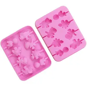 8 fori simpatici dinosauri animali in silicone stampo per cioccolato lecca-lecca stampo per dolci strumenti da forno riutilizzabili stampi in resina