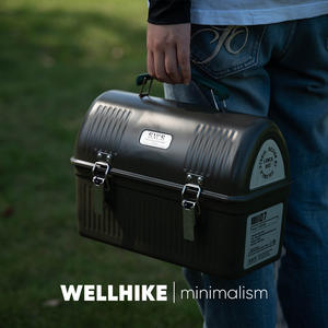 กล่องเก็บของโลหะแบบพกพา กล่องใส่อาหารกลางวันสำหรับตั้งแคมป์ ชุดกาแฟชา กล่องจัดระเบียบกันน้ำสำหรับใช้งานกลางแจ้ง - Product Image 4