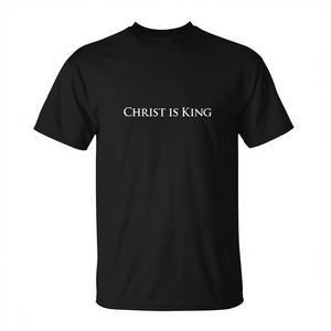 Camiseta Cristo es Rey Negra para Hombre, Cuello Redondo, Manga Corta, Regalo Religioso para Iglesia, Impresión en Serigrafía - Product Image 3