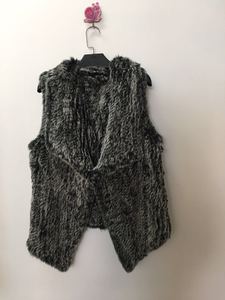 YR827 Hochwertige benutzer definierte kurze hand gestrickte Kaninchen fell weste für Frauen