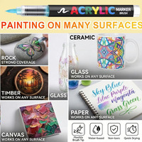 Marqueurs acryliques à pointe flexible, 320 couleurs, encre à base d'eau, pour peinture sur roche, verre, bois, céramique, toile, art DIY