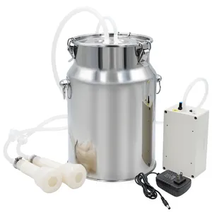 10L Electric Milking Machine Stainless Steel Milker Farm Cow Goat Vacuum Suction Pump Bucket Automatic Cattle Milking Equipment