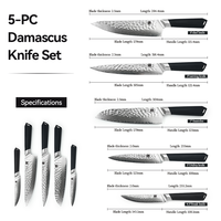 Ensemble de couteaux de cuisine Damas 3 pièces avec manche G10, lames en acier Damas, design ambidextre, fabrication artisanale, support personnalisé de luxe