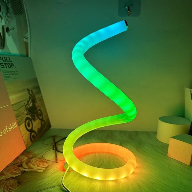 Night Light RGB Spiral LED Desk Lamp Dimmable USB Powered Night Light for Bedroom Office and Gaming Room Decor