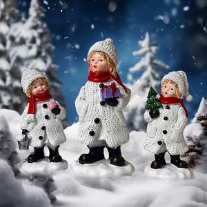 Gorgeous Modern Snowman Resin Statue Holding <b>Gift</b> <b>Box</b> and <b>Christmas</b> Tree for <b>Christmas</b> New Year Decoration - Product Image 1